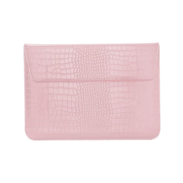 Pink Crocodile Grain PU Leather Bag