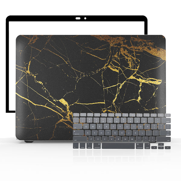 Macbook Case Set - 360 Gold Black Marble - colourbanana