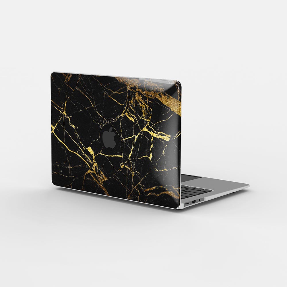 Macbook 保護套-金色黑色大理石紋