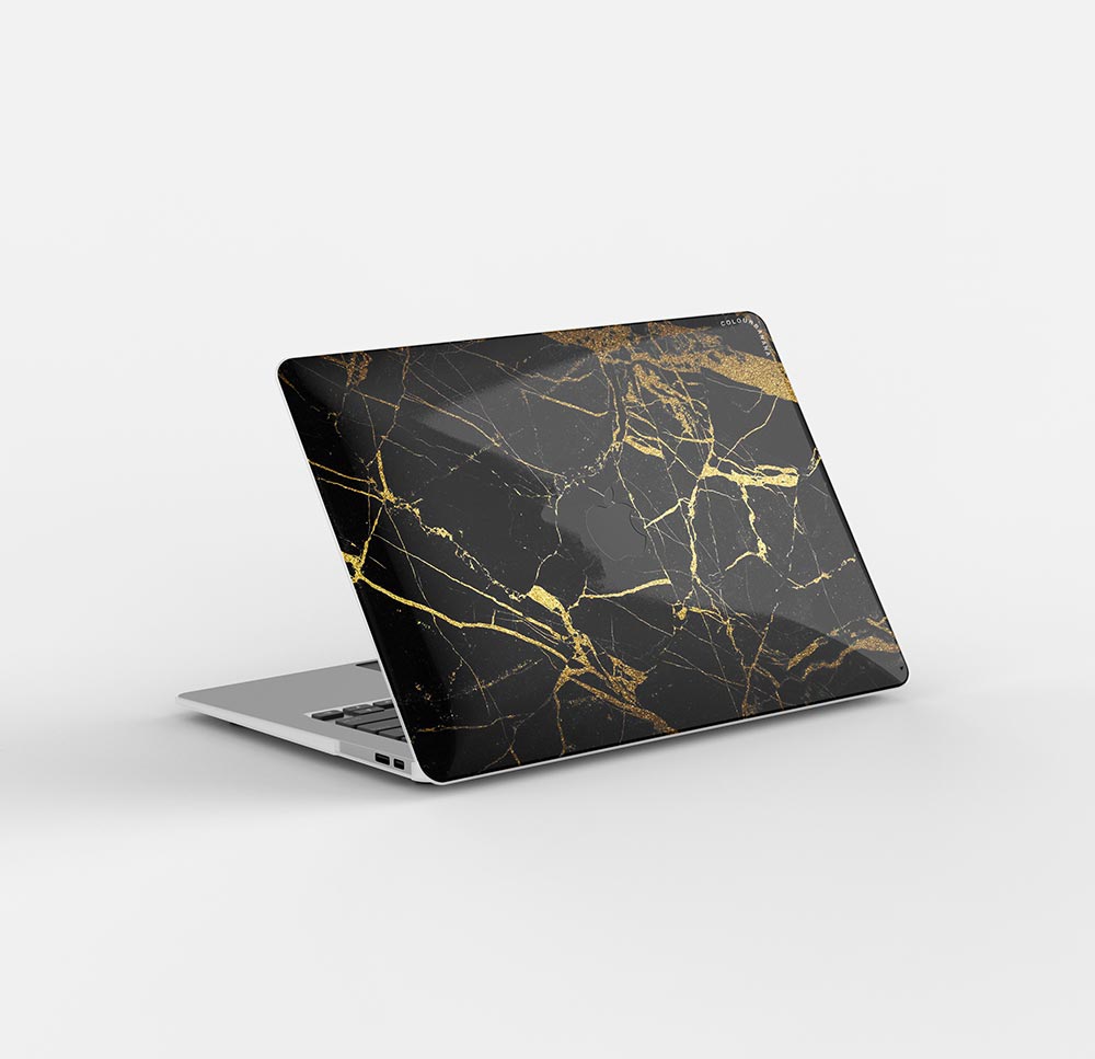 Macbook Case-Gold Black Marble
