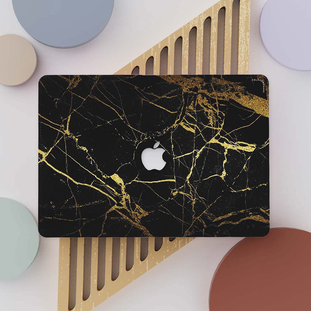 Macbook Case Set - 360 Gold Black Marble