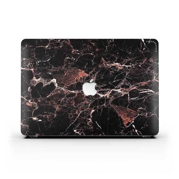 Macbook ケース - 黒と赤の大理石