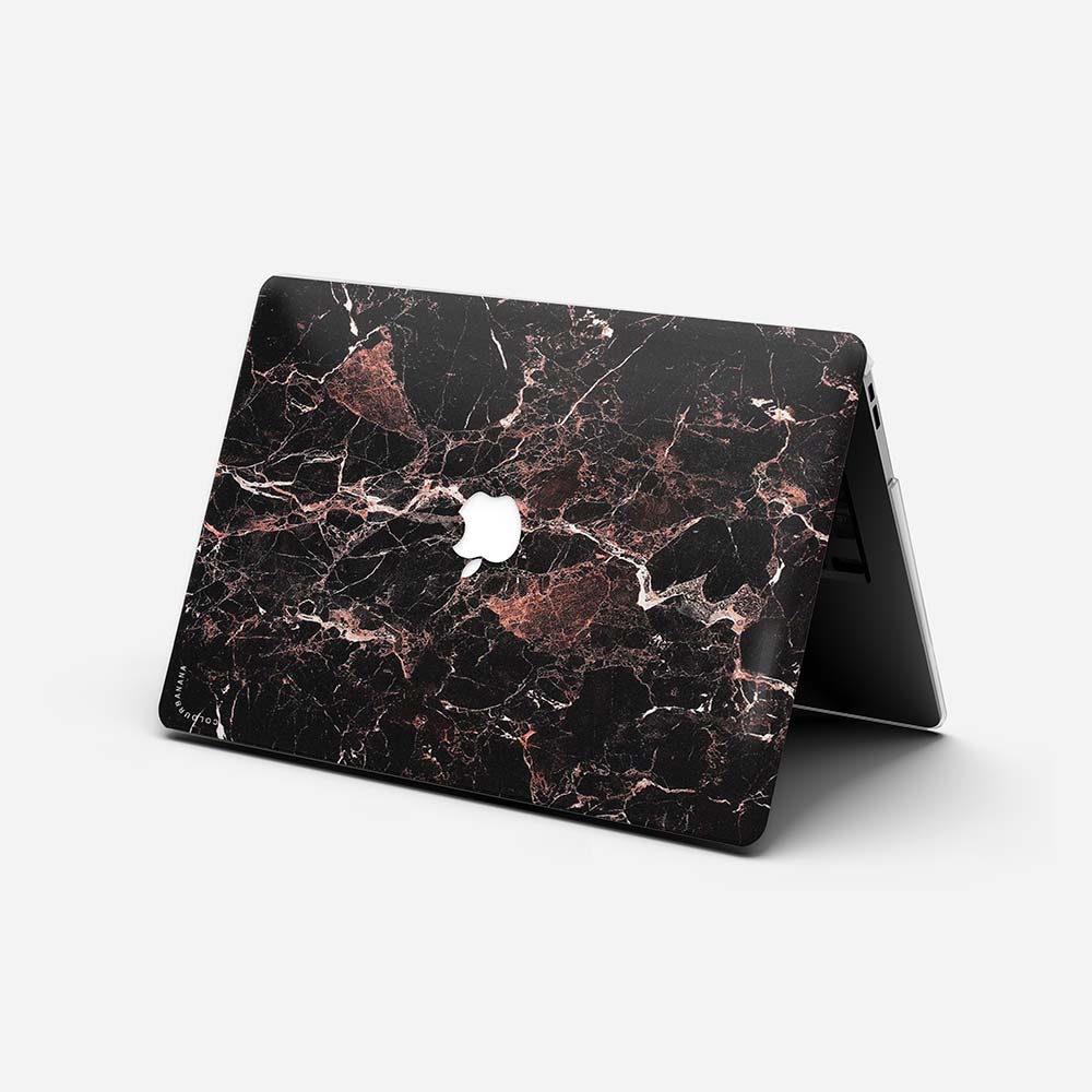 Macbook Case-Black and Red Marble
