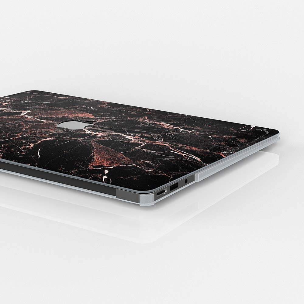 Macbook Case-Black and Red Marble