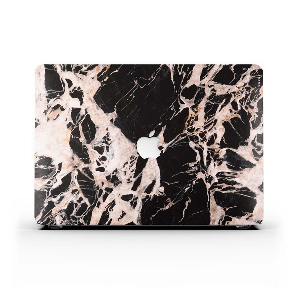 Macbook ケース - 黒とピンクの大理石
