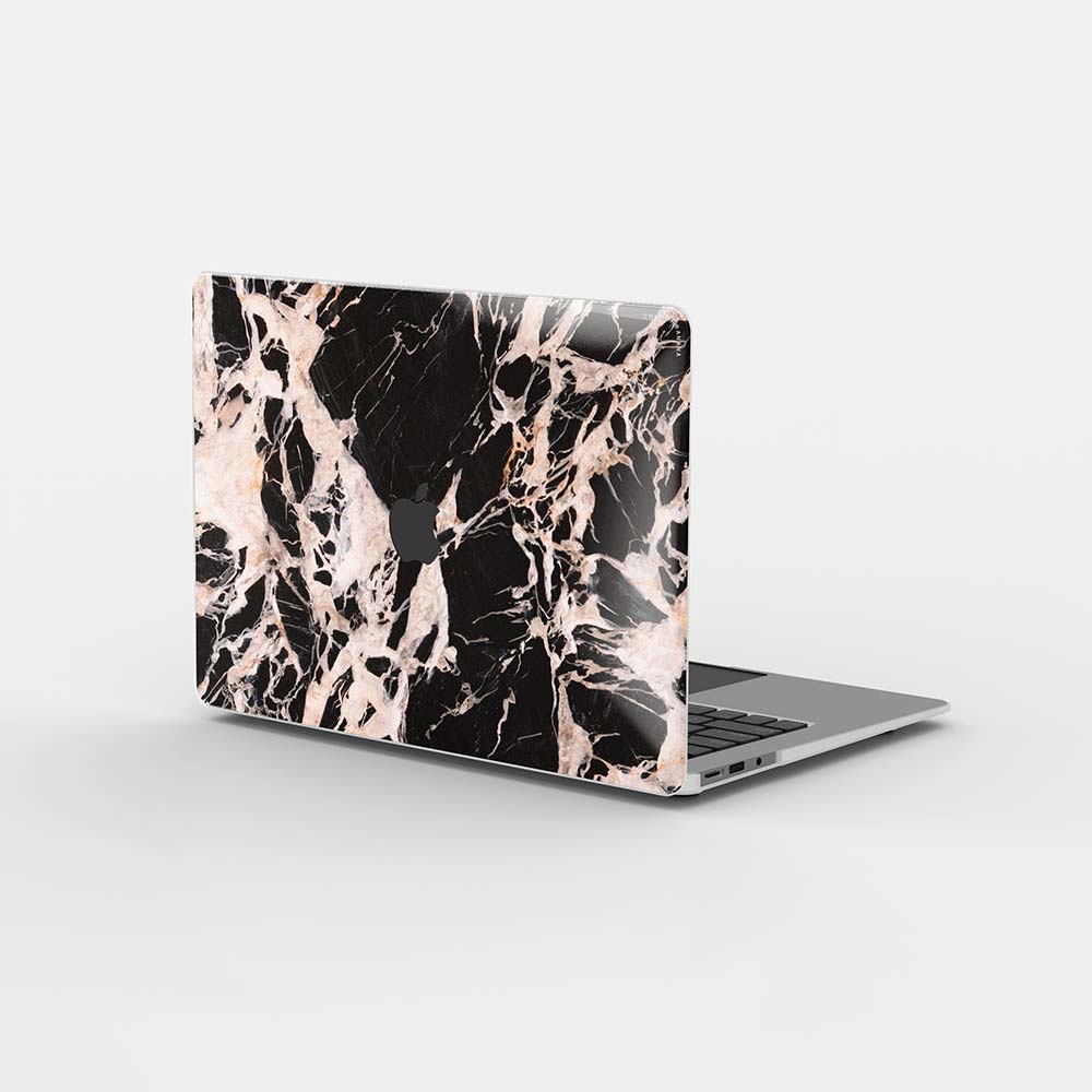 Macbook ケース - 黒とピンクの大理石