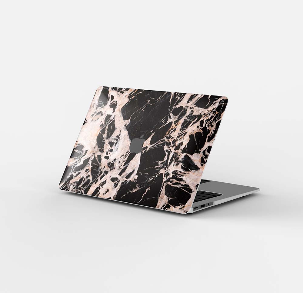 Macbook Case-Black and Pink Marble