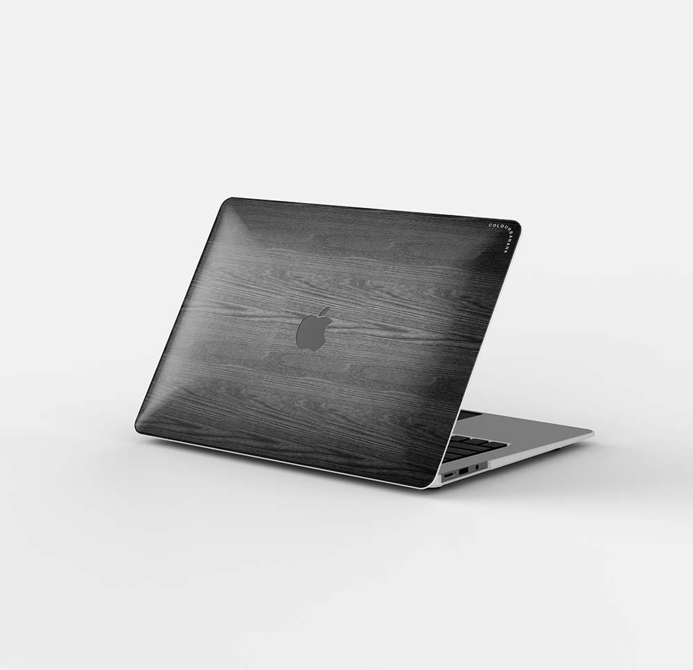 Macbook Case-Monochrome Dark Wooden
