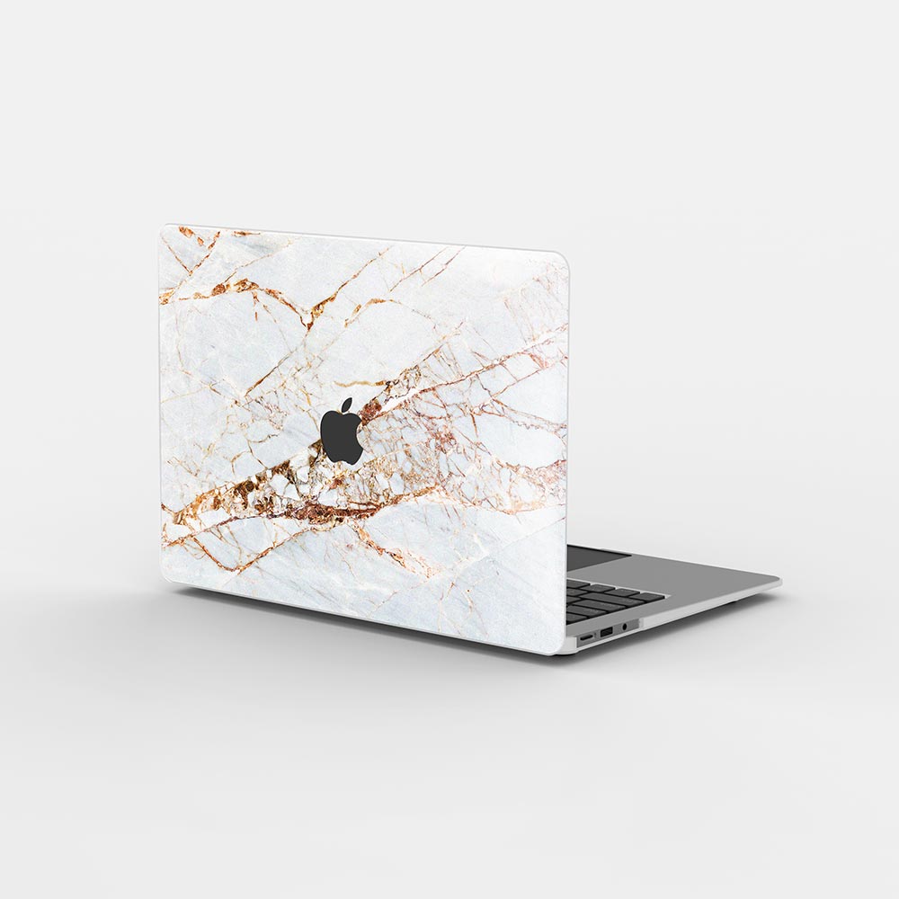 Macbook 保護套-金色條紋大理石紋