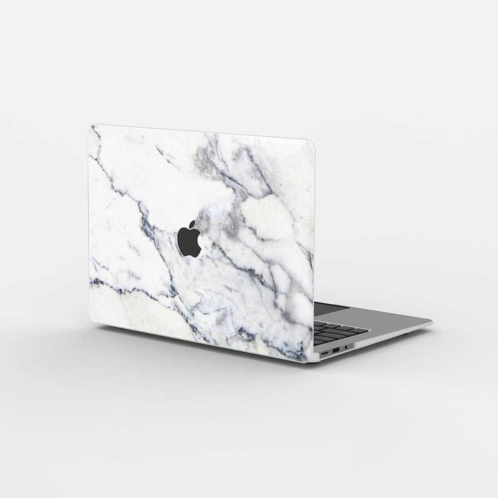 Macbook ケース ホワイト ミネラル マーブル