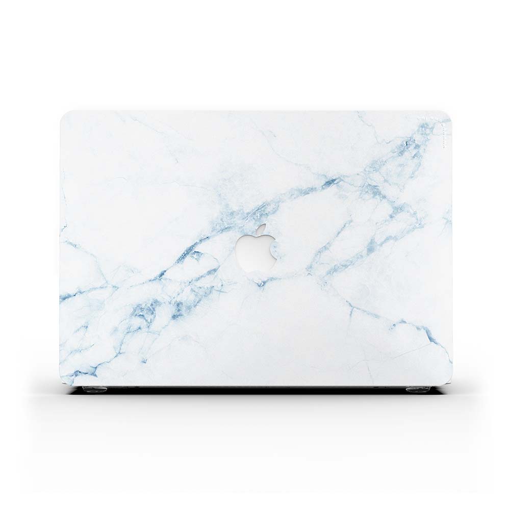 Macbook ケース-ホワイト ブルー マーブル