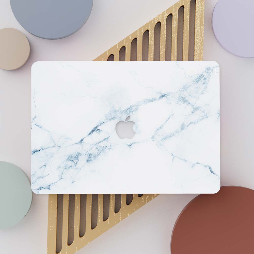 Macbook Case-White Blue Marble