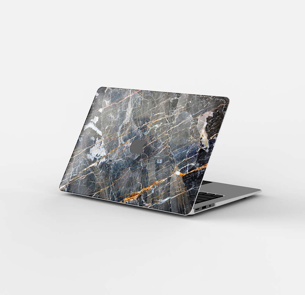 Macbook Case Set - Protective Cracked Black Marble