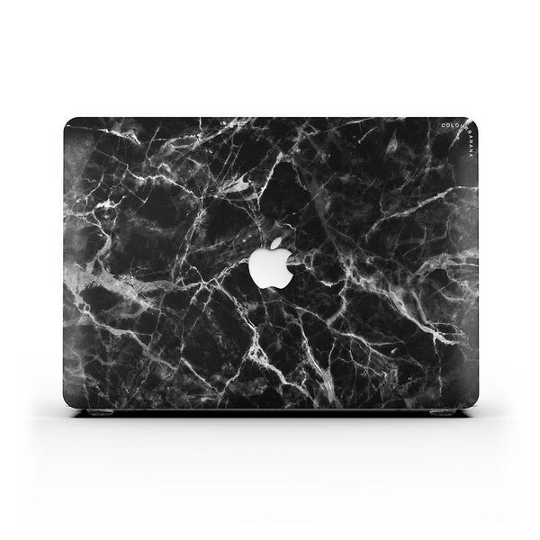 Macbook ケース - ブラック スモーク マーブル