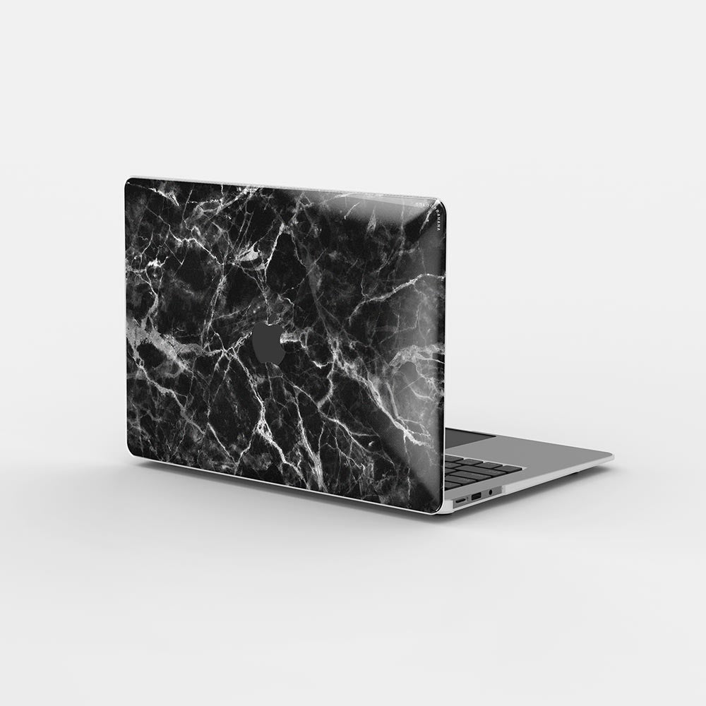 Macbook ケース - ブラック スモーク マーブル