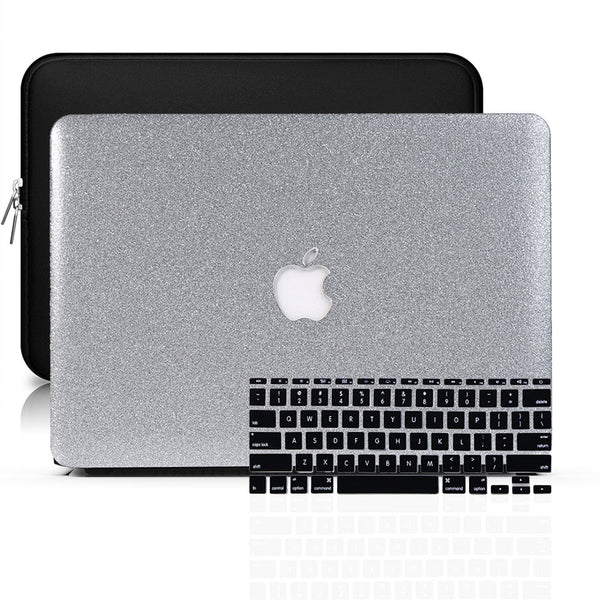 MacBook Case Set - Protective Silver Gray Glitter
