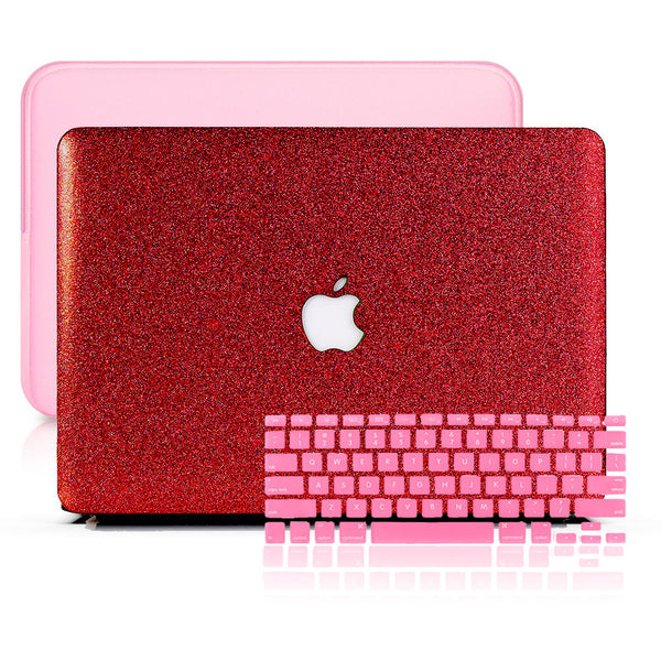 MacBook Case Set - Protective Red Glitter
