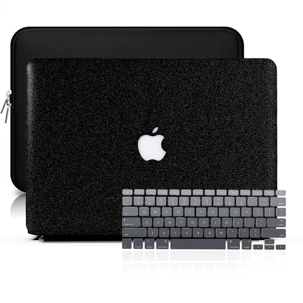 MacBook Case Set - Protective Black Glitter