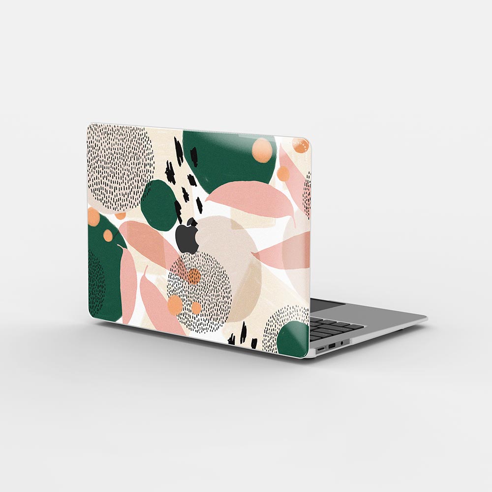 Macbook 保護套-綠色和粉色抽象像素