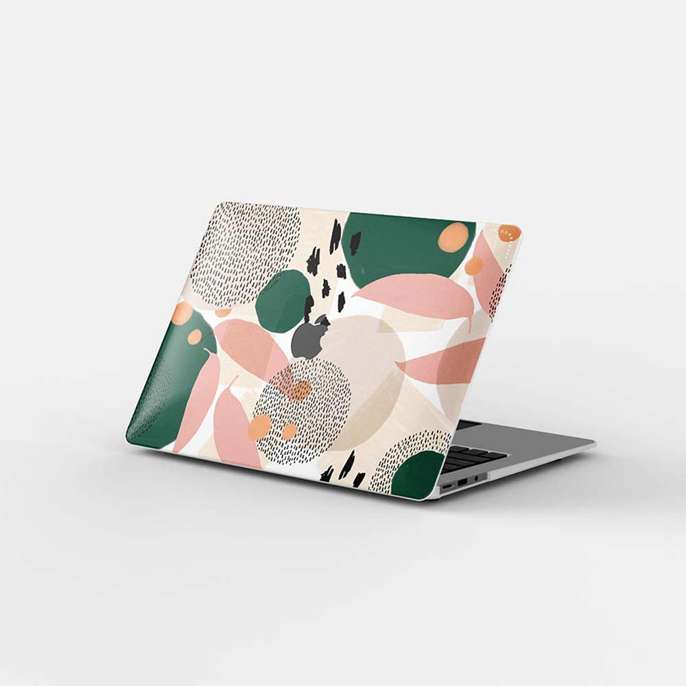 Macbook Case-Green And Pink Abstract Pixel