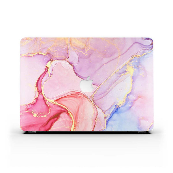 Macbook 保護套-粉色和紫色大理石紋