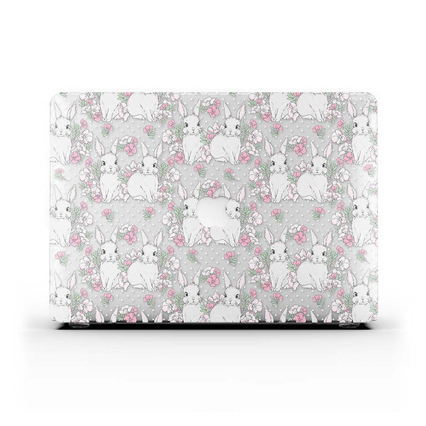 Macbook Case-かわいいうさぎとお花