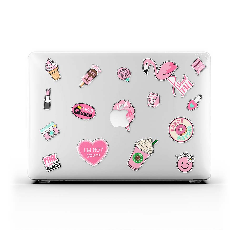 Macbook 保護套-可愛粉色徽章