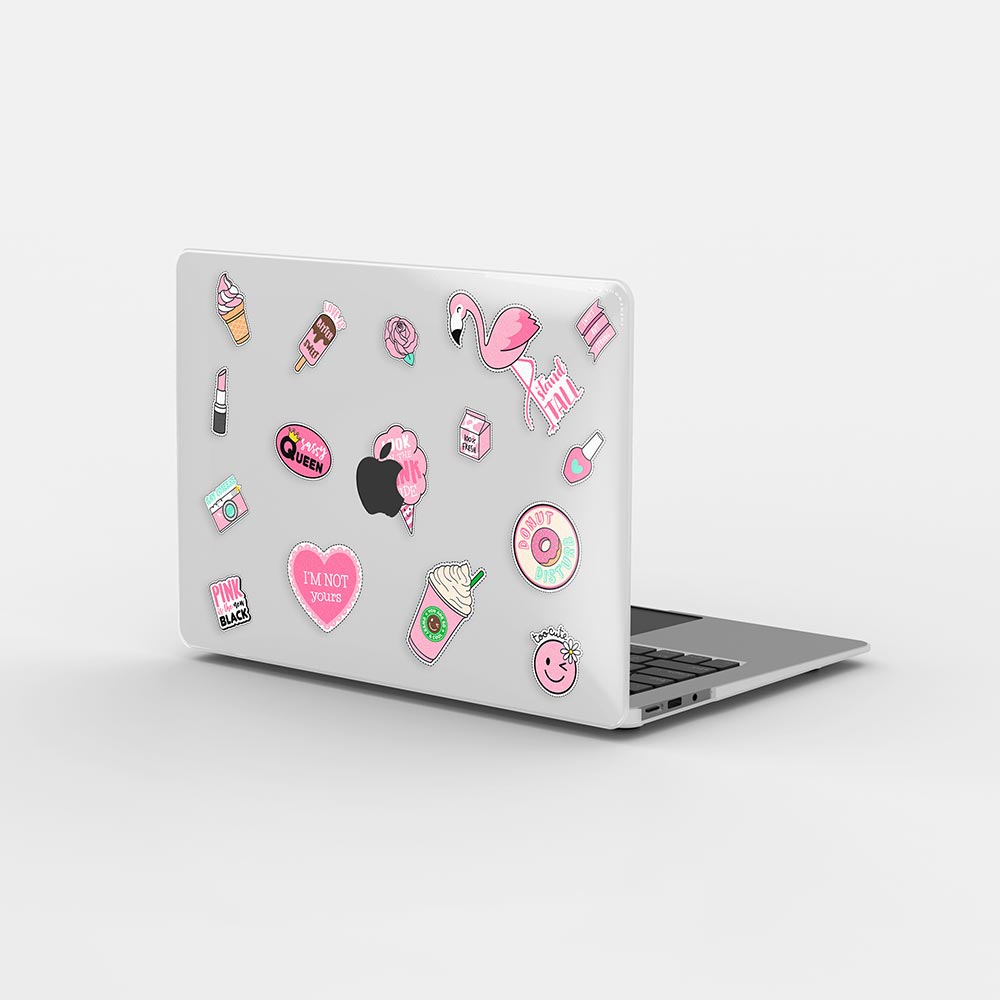 Macbook Case-Cute Pink Badges