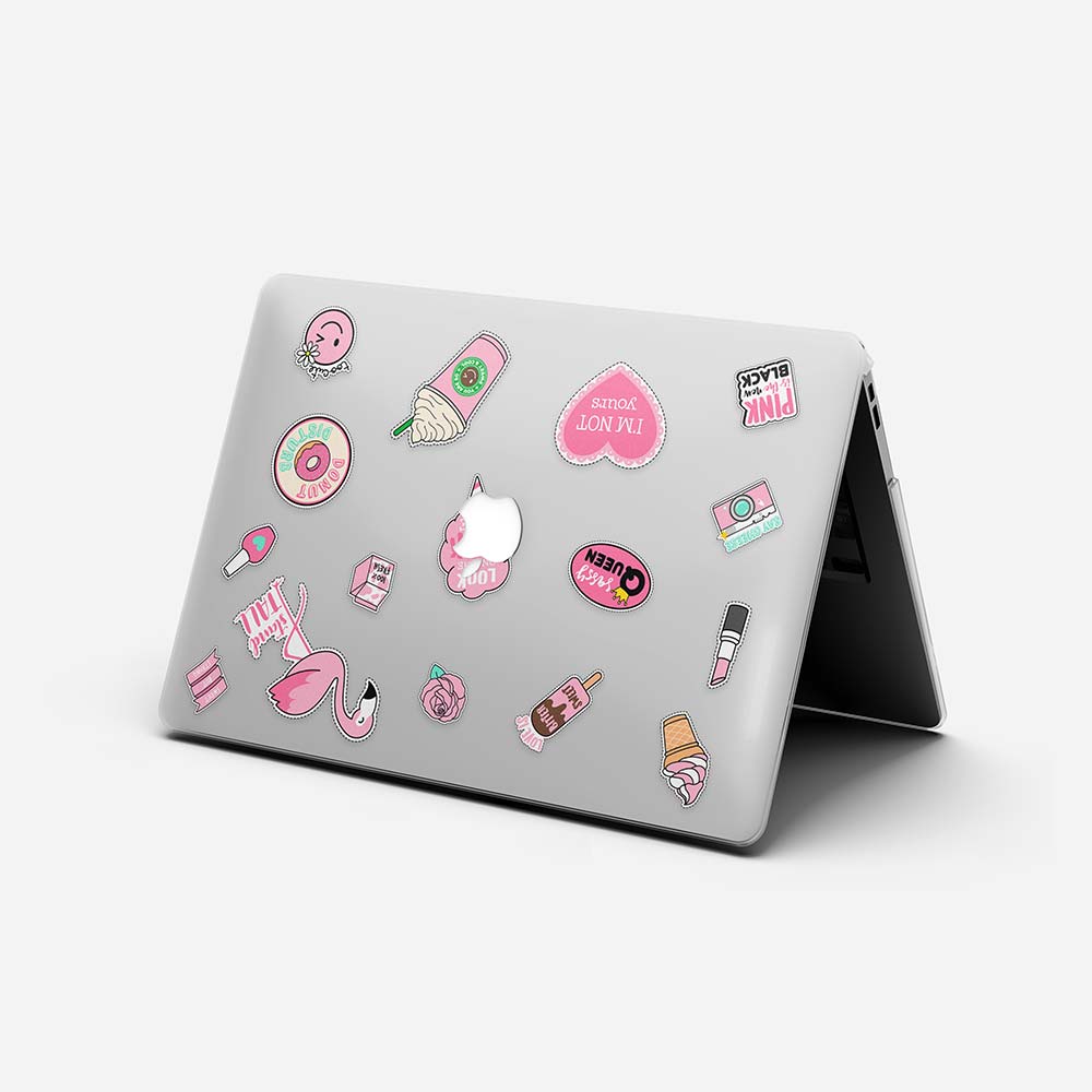 Macbook Case-Cute Pink Badges