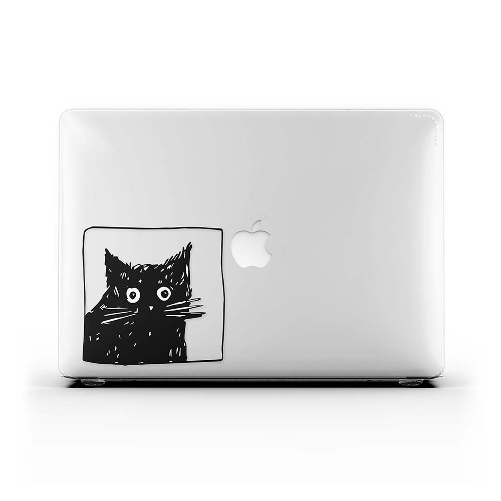 Macbook Case-Surprised Black Cat