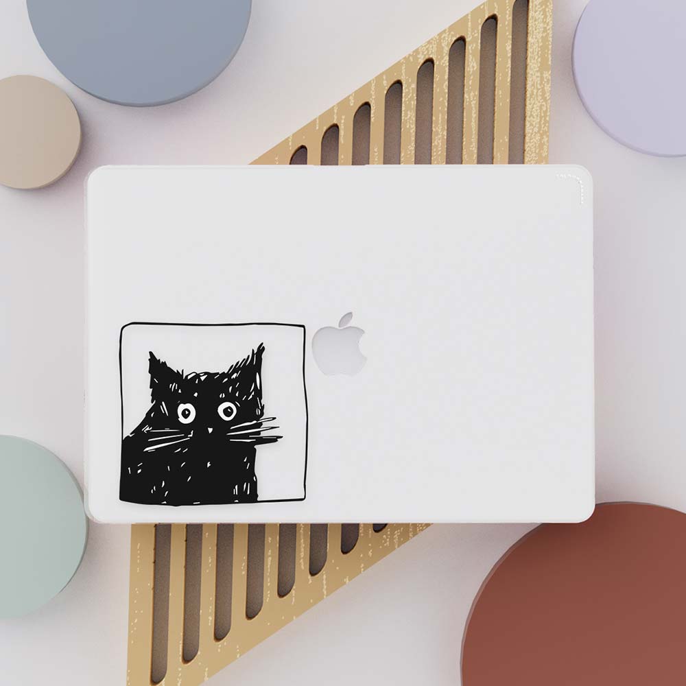 Macbook Case-Surprised Black Cat