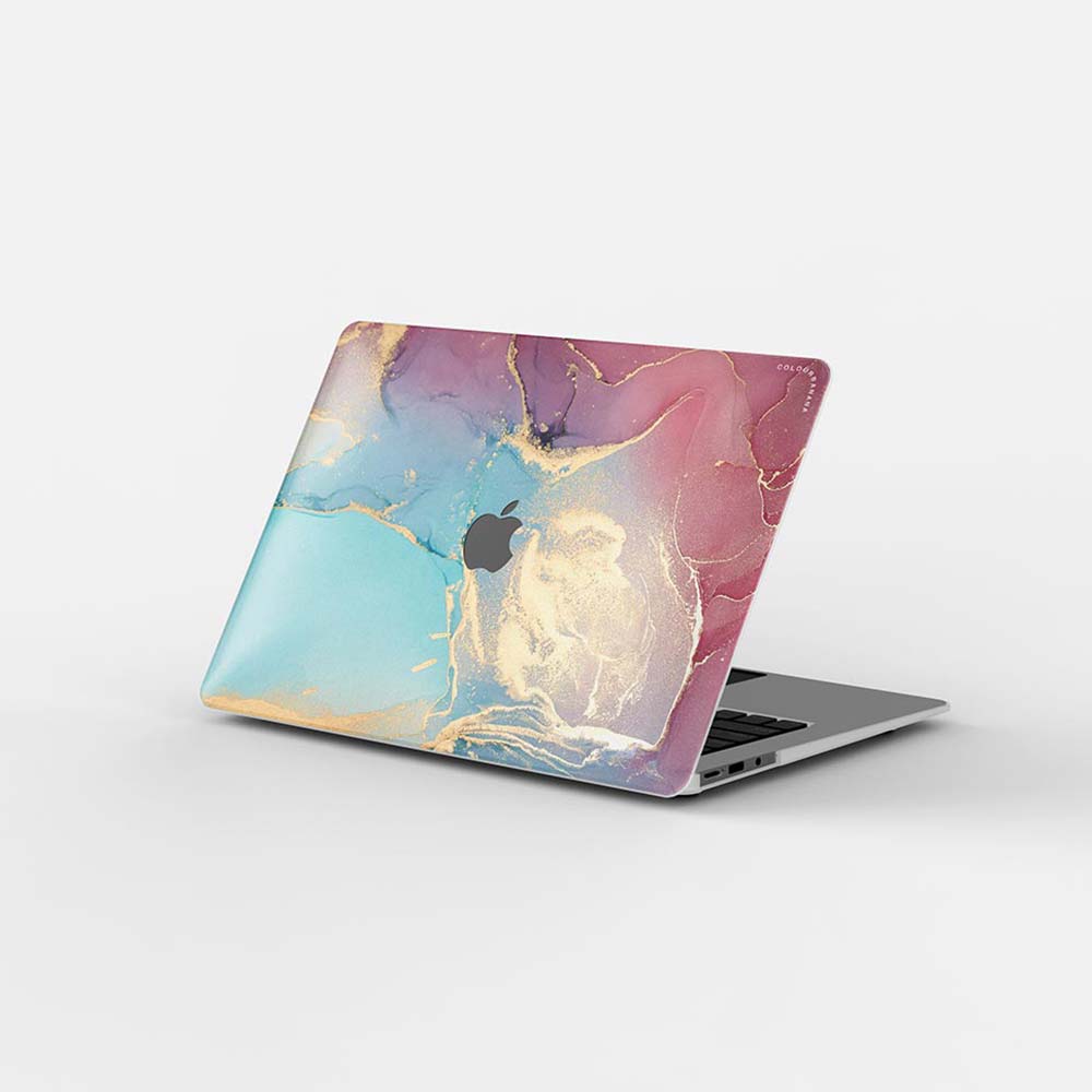 Macbook Case-Gold Rose Pink and Light Blue