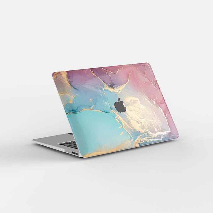 Macbook Case-Gold Rose Pink and Light Blue