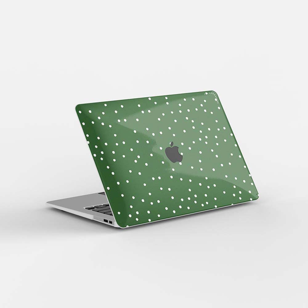 Macbook Case-White Dots on Green