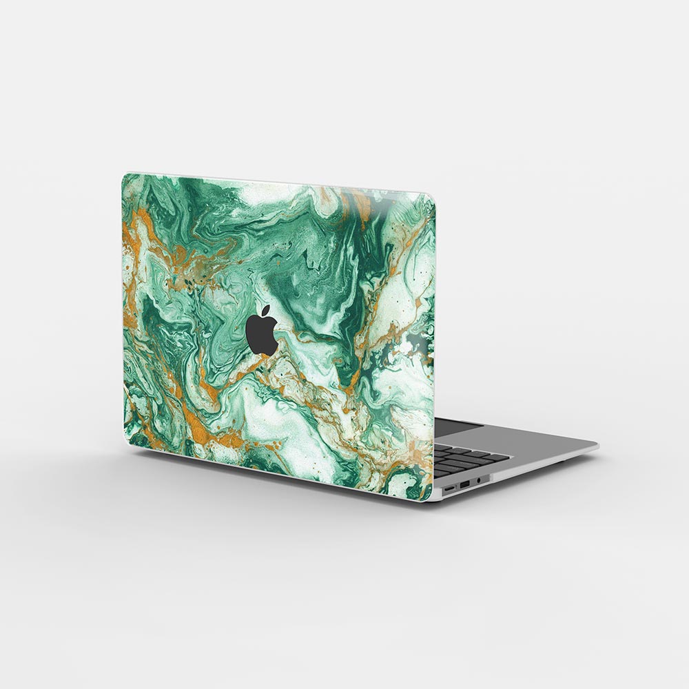 Macbook ケース - グリーン マーブル
