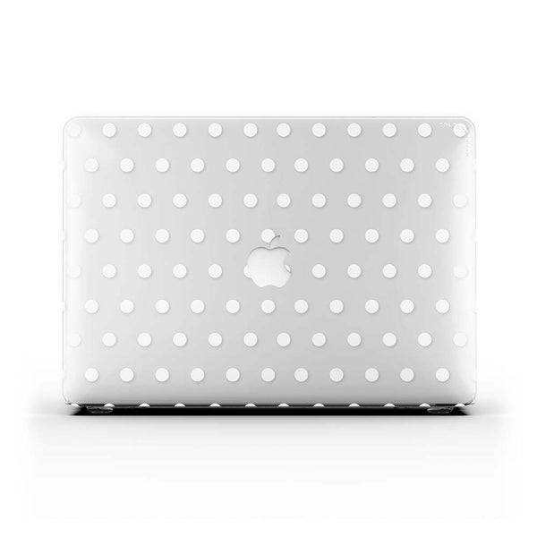MacBook ケース - ホワイトポルカドット