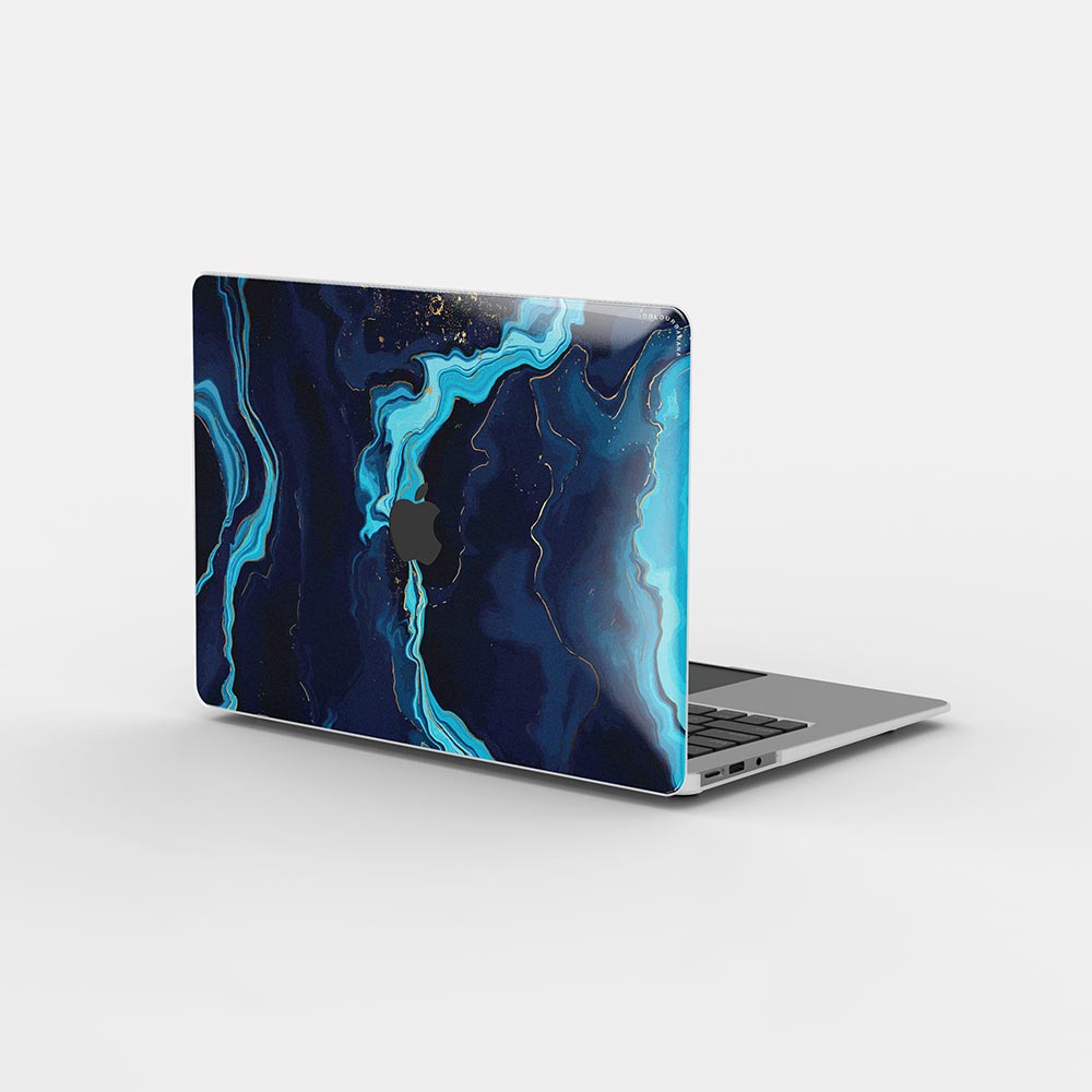 Macbook ケース - ネイビー ブルー マーブル
