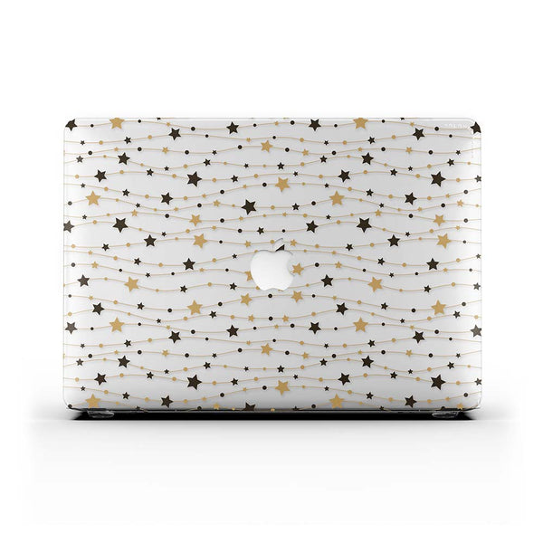 Macbook Case - Christmas Stars Gold Pattern Space