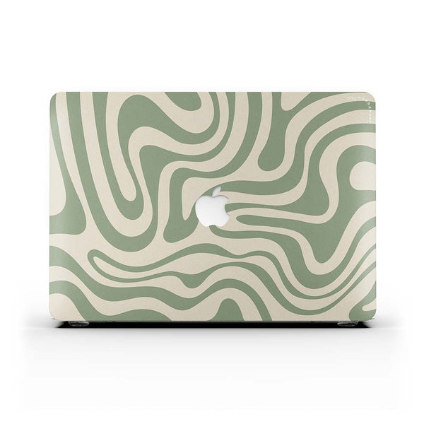 Macbook Case - Green Liquid Swirl Contemporary Abstract
