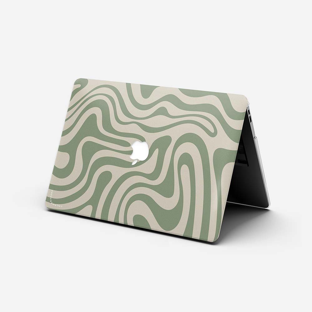 Macbook 保護套 - 綠色液體漩渦當代抽象