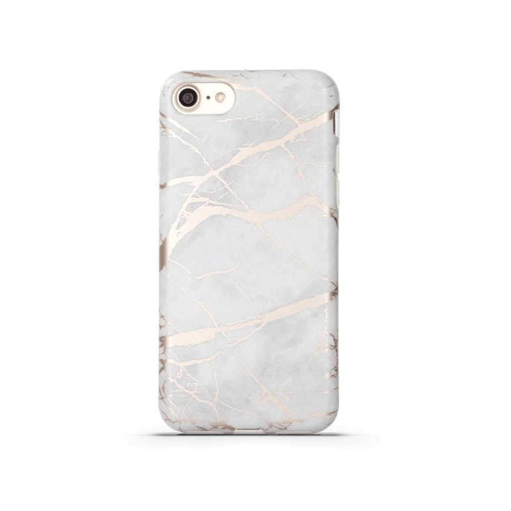 iPhone Case - White & Rose Gold Metallic Marble - colourbanana