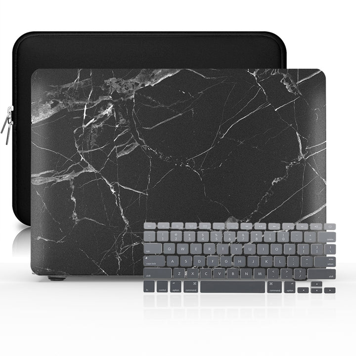 Macbook Case Set - Protective Full Black Marble - colourbanana