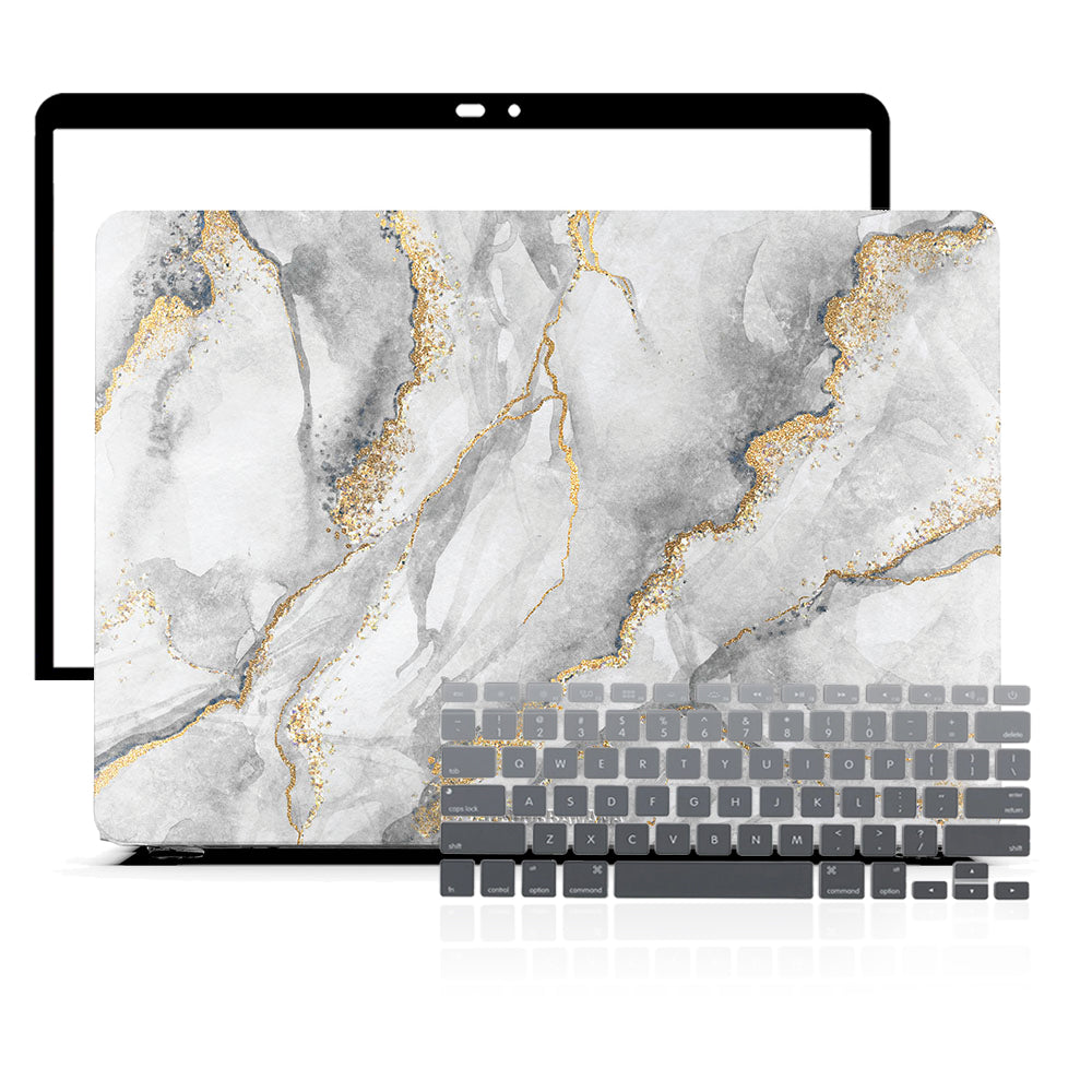 Macbook Case Set - 360 Contemporary Grey Marble - colourbanana