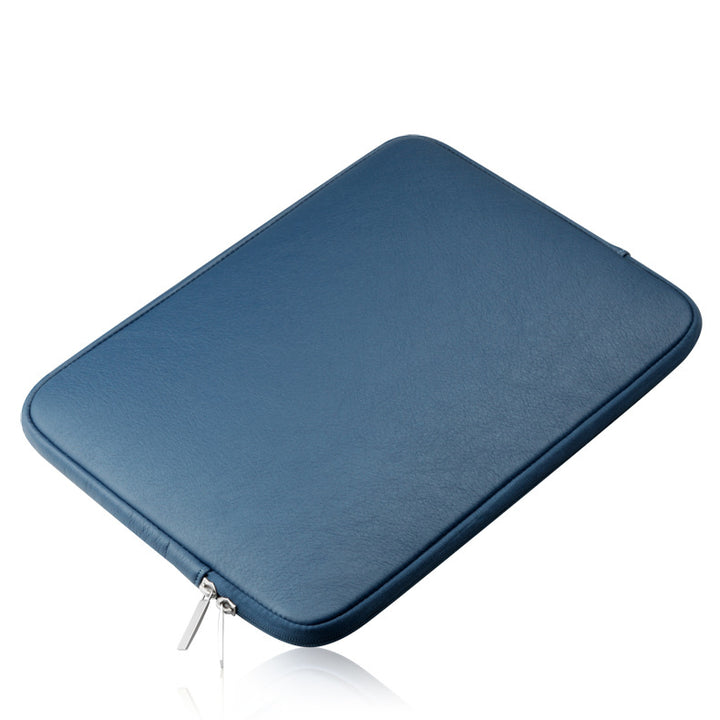 Laptop Sleeve - Blue Soft Leather Waterproof Zipper Bag - colourbanana