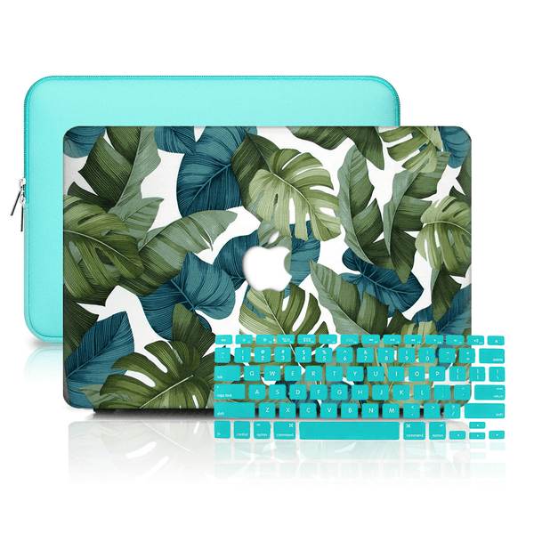 MacBook Case Set - Protective Green Hawaiian Leaves