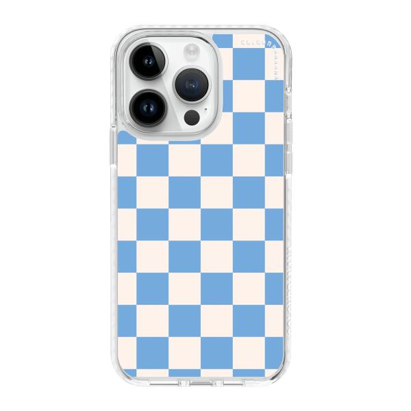 iPhone 手機殼 - 青色格紋