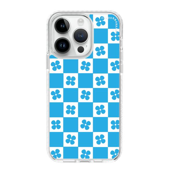 iPhone Case - Blue Flower Checkered