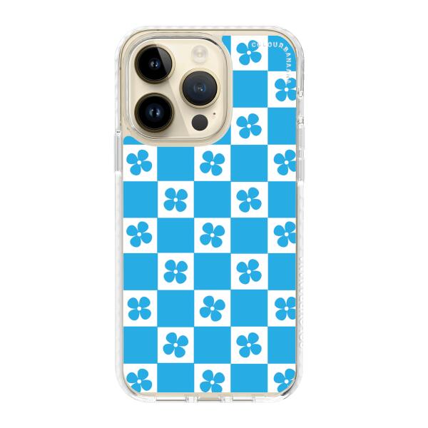 iPhone Case - Blue Flower Checkered