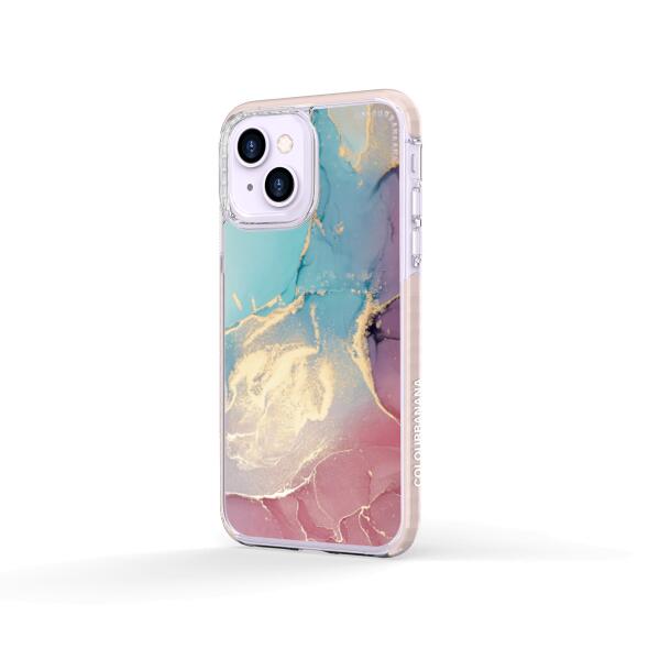 iPhone Case - Gold Rose Pink and Light Blue