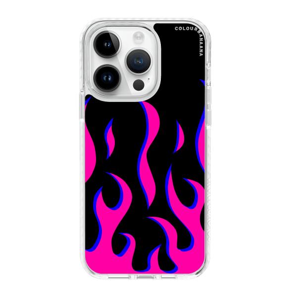 iPhone 手機殼 - 黑色和粉紅色火焰